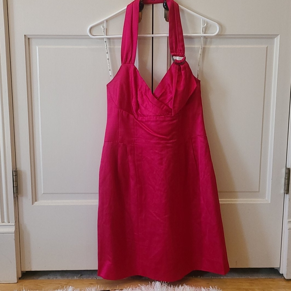 Nanette Lepore Hot Pink Silk Halter Dress size 6
